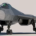 Modern Stealth Fighter Jet Front View With Cockpit Landing Gear And Sleek Fuselage Design