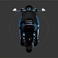 Modern Blue Electric Scooter with Black Seat Blue Lights and Silver Wheels