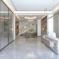 Modern Stylish Office Reception Area With Marble Counter And Spacious Bright Elegant Interior Design