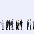 Diverse Group of People Standing in a Row Against Light Background