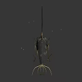 Metallic Anglerfish 3D Model With Glowing Lure Golden Lines And Dark Reflective Surface
