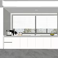 Modern Kitchen Interior With White Cabinets Countertop And Window Blinds 3d model