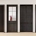 Dark Colored Doors With Glass Panel And Louver Designs For Home Interior