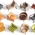 Stylish Single Seater Sofa Collection With Various Modern Designs And Colors 3d model