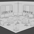 Modern Office Workspace With L Shaped Desk Multiple Monitors Office Chairs Storage Cabinets And Plant