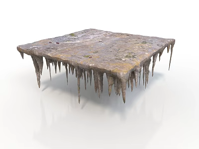 Natural Rocky Square Platform With Rough Surface And Hanging Stalactite Formations 3d model