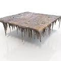 Natural Rocky Square Platform With Rough Surface And Hanging Stalactite Formations