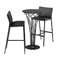 Modern Bar Setup With Black Leather Stools And Metal Frame Design 3d model