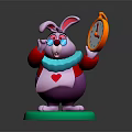 Cute Cartoon Rabbit With Pink Ears Holding Orange Alarm Clock Heart Pattern On Green Base