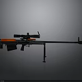 Tactical Sniper Rifle With Black Body Scope Bipod Red Part And Long Barrel
