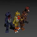 Animatronic Game Characters Including Blue Rabbit Yellow Chicken Brown Bear And Red Fox