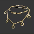 Gold Jewelry Necklace Featuring Geometric Design Circular Pendants And Shiny Surface On Black Background