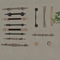Display Of Various Decorative Metal Handles With Different Styles And Colors