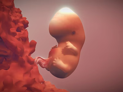 Human Fetus Development In Uterine Environment With Amniotic Fluid And Placenta 3d model