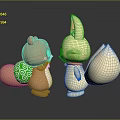 Cartoon Game Characters Brown Squirrel With Green Spiral Backpack And Yellow Fox Facing Each Other