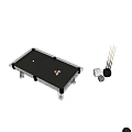 Glass Billiard Table With Transparent Legs Cue Ball Colored Balls Cue Sticks And Dice