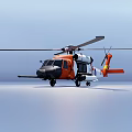 Orange And White Rescue Helicopter With Main Rotor Tail Rotor And Landing Gear