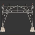 Industrial Metal Frame Structure With Concrete Bases And Support Beams 3d model