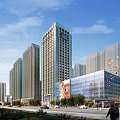 Modern High Rise Residential Buildings With Commercial Area And Urban Greenery