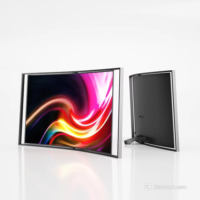 Modern Slim Bezel TV With Vibrant Color Display Front And Back View 3d model 