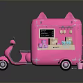 Pink Cat Ear Food Truck With Cute Exterior And Mobile Display Design