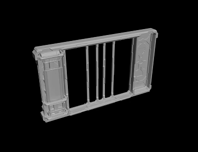 3D Model of Decorative Railing Frame With Intricate Edges and Vertical Bars 3d model