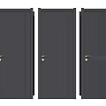 Modern Gray Hinged Interior Doors With Various Panel Designs And Brass Handles 3d model