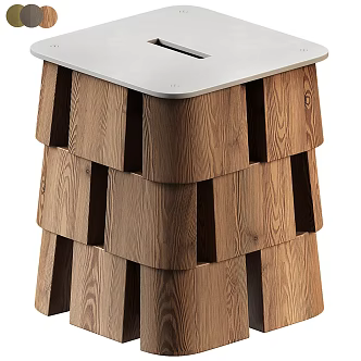 Antique Sofa Stool Low Stool Shoe Changing Stool Square Stool 3d model
