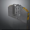 Modern Access Control Entry Gate With Silver Metal Frame And Yellow Display Screen