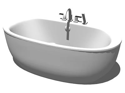 Elegant Modern White Freestanding Bathtub With Chrome Faucet And Smooth Surface 3d model
