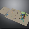 Colorful Outdoor Playground Design With Swings Slide Climbing Frame And Green Roof Structure