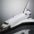 White Space Shuttle Model Display With Detailed Body And Wing Design On Gray Background