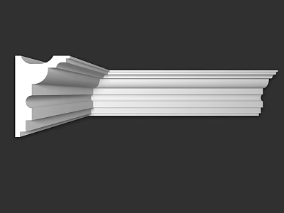 White Layered Cornice Molding With Smooth Surface For Interior Decoration 3d model