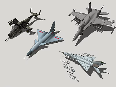 Various Fighter Jets Showcasing Different Military Aircraft Models And Detailed Designs 3d model