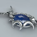 Silver Jewelry Pendant With Blue Gemstone Intricate Claw Setting And Twisted Metal Chain