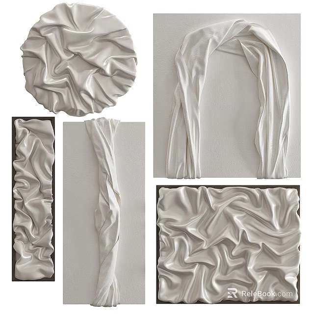 White Wrinkled Wall Decorations In Various Shapes For Artistic Home Decor 3d model 