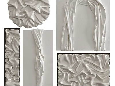 White Wrinkled Wall Decorations In Various Shapes For Artistic Home Decor 3d model