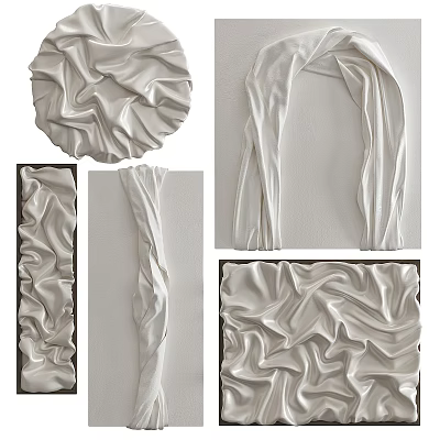 White Wrinkled Wall Decorations In Various Shapes For Artistic Home Decor 3d model