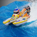 High Speed Yellow White Speedboat With Number 38 FedEx Logo Racing On Splashing Water 3d model