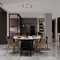 Duplex Living Room Interior With Modern Sofa Coffee Table Marble Staircase Floor-to-Ceiling Windows And Chandelier