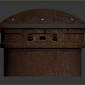 Rusty Metal Dome With Rusted Surface Top Rivets And Side Holes On Gray Background 3d model