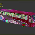 Modern red and silver bus with multiple windows and interior seats design 3d model
