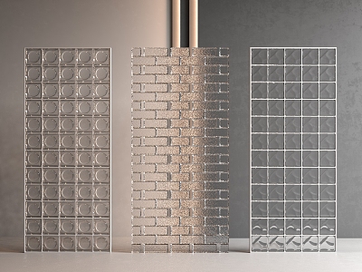 Modern glass brick partition 3d model