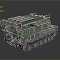 Tracked Military Weapon Vehicle System With Green Missile Launchers And Multiple Launch Tubes