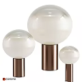 Three Modern Table Lamps With Spherical White Lampshades And Copper Bases
