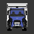 Blue Cab White Bed Dump Truck Model With Multiple Wheels And Reflective Surface