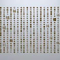 Golden Fu Character Carved Sculpture With Neatly Arranged Square Pattern On White Background