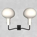 Two White Globe Wall Sconces With Black Metal Bracket Mounted On Gray Wall 3d model
