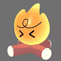Cute Yellow Flame Shaped Decorative Ornament With Red Base And Expressive Face
