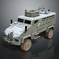 Armored Functional Vehicle With Robust Military Style Design Heavy Duty Tires And Roof Mounted Antennas